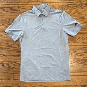 Adidas Gray Solid Short Sleeve Golf Polo Shirt S